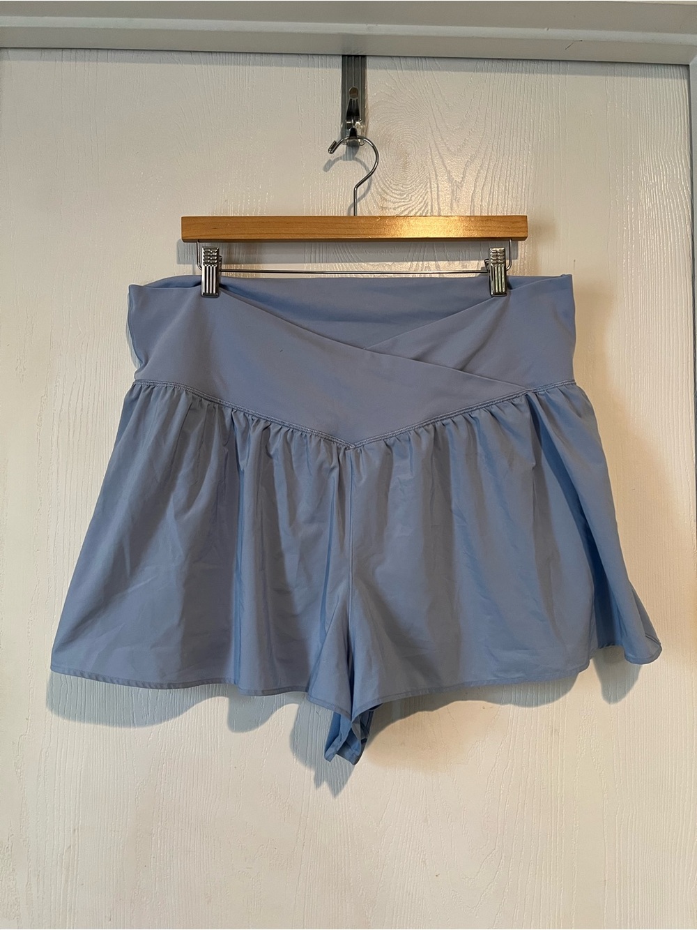 Women's Light Blue Athletic Shorts with Flared Skort Design